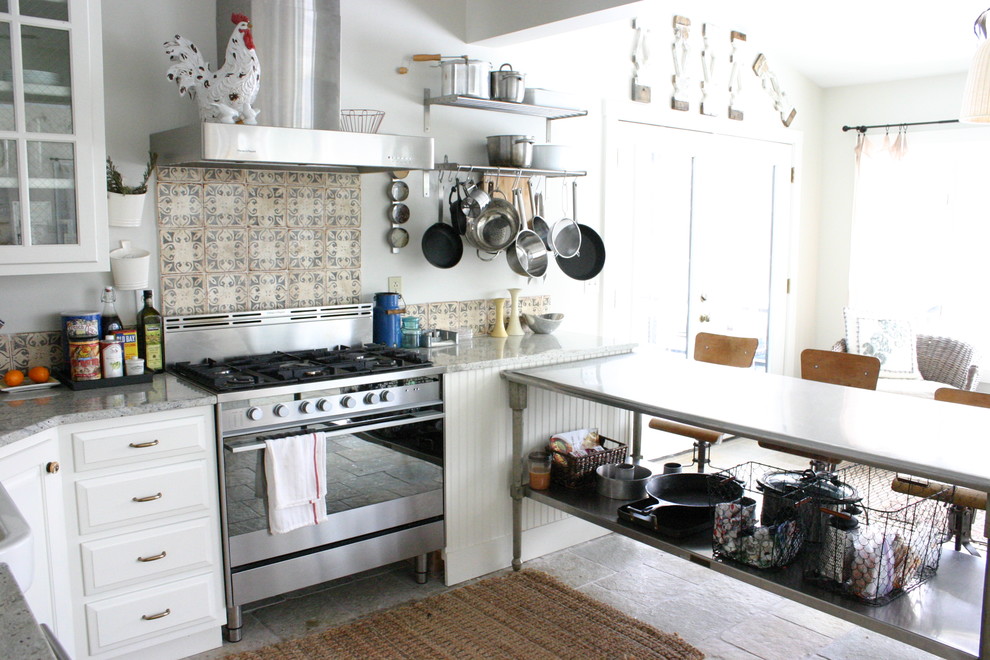 Oak Cabinets Painted Kitchen Eclectic with Beadboard Chicken Wire Glass