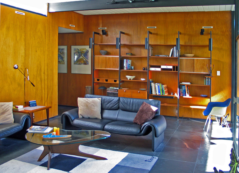 Office Built Ins Home Office Contemporary with Black Leatehr Sofa Bookshelf