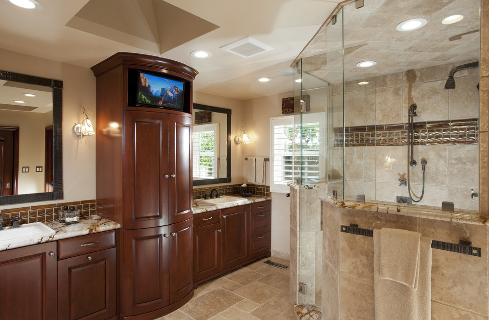 Oil Rubbed Bronze Chandelier Bathroom Traditional with Bathroom Tile Bathroom Tv