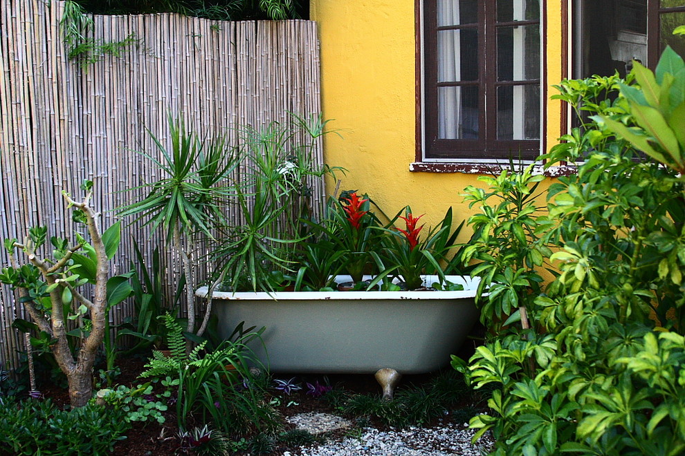 Old Fashioned Bathtub Landscape Eclectic with Ponds Small Gardens 