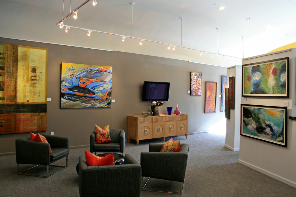 Old World Bar Stools Spaces Contemporary with Art Art Gallery Design