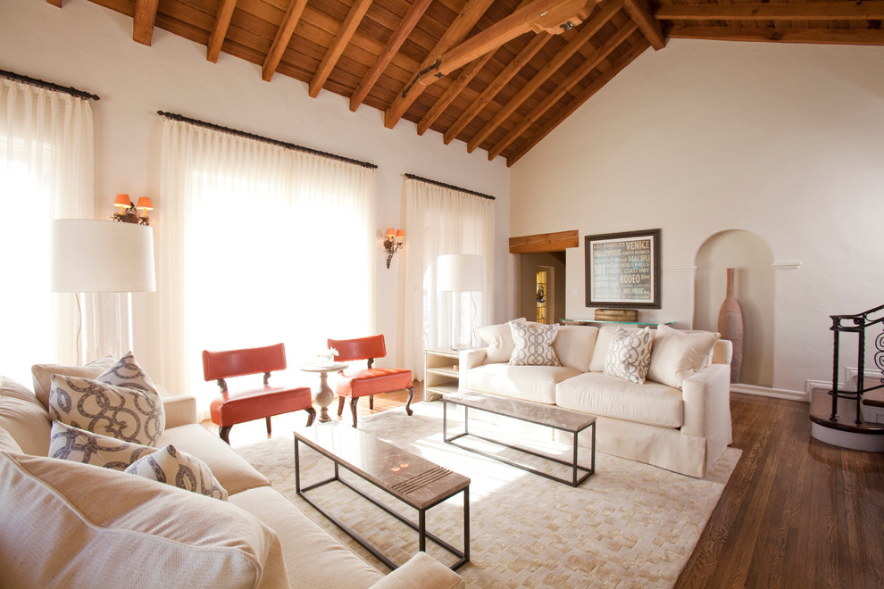 Orange Accent Chair Living Room Transitional with Area Rug Curtains Dark