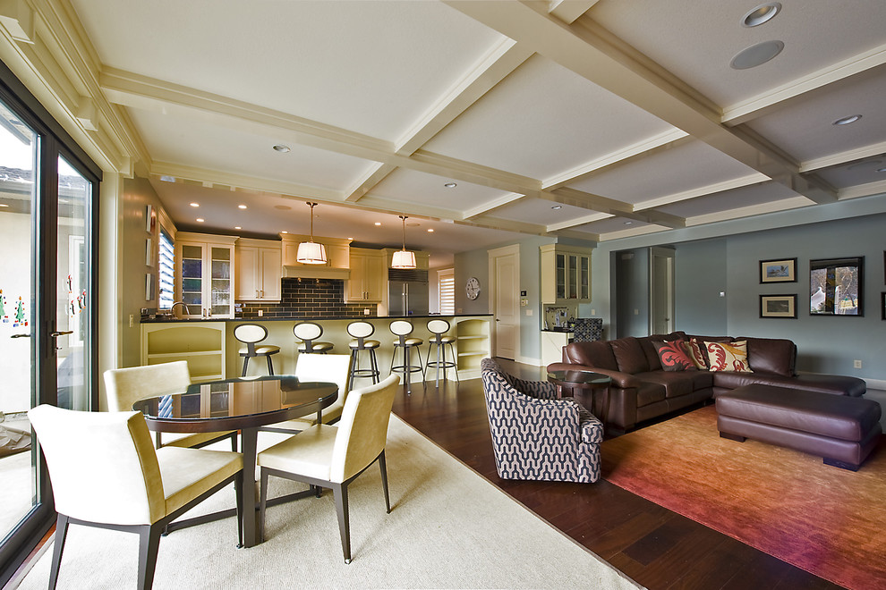 Orange Area Rug Family Room Contemporary with Area Rug Blue Walls