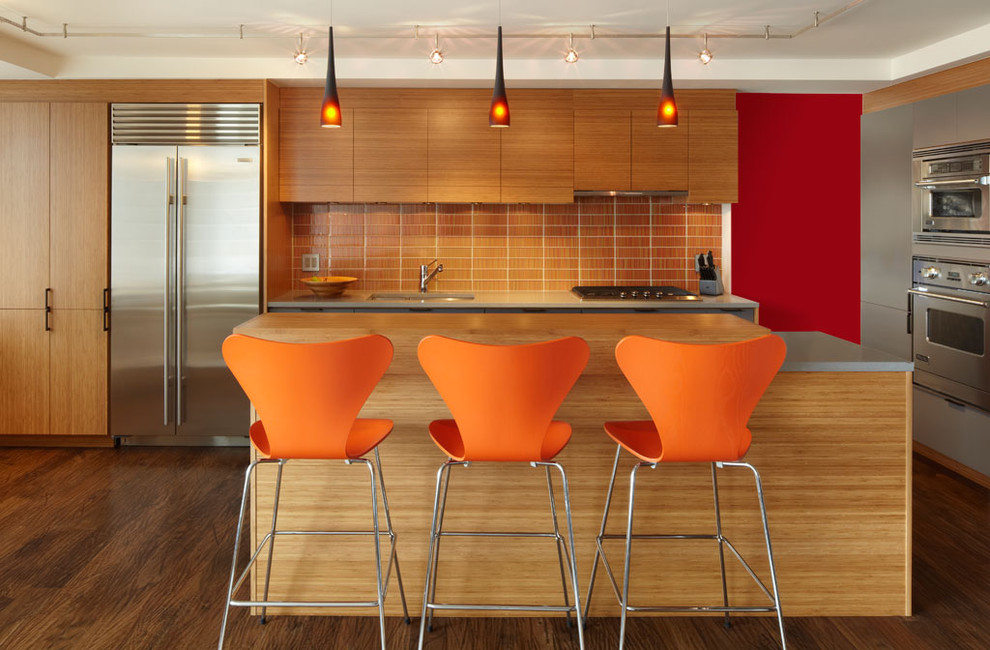 Orange Bar Stools Kitchen Contemporary with Arne Jacobsen Bamboo Bamboo