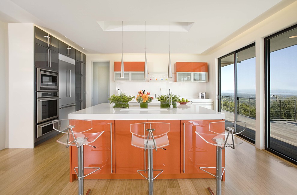 Orange Garden Stool Kitchen Contemporary with Bold Colors Breakfast Bar