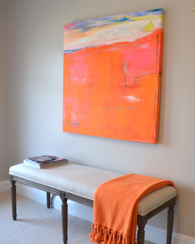 Orange Throw Blanket Spaces Contemporary with Abstract Art Colorful Accents