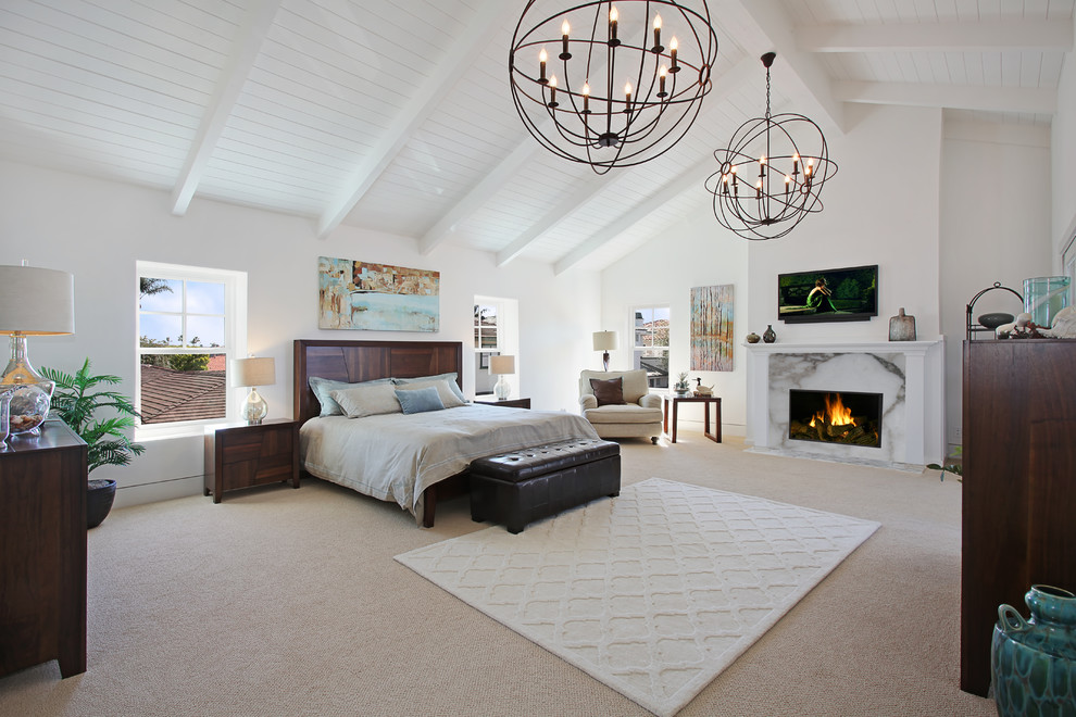 Orb Light Fixture Bedroom Transitional with Beige Armchair Beige Carpet