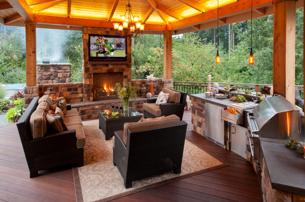 Outdoor Cooking Station Deck Traditional with Ambient Landscape Lighting Built In1