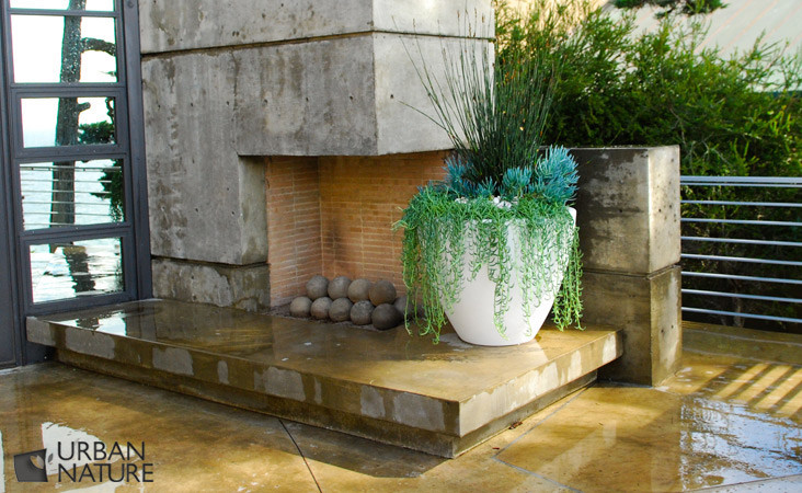 Outdoor Corner Fireplace Landscape Modern with None 