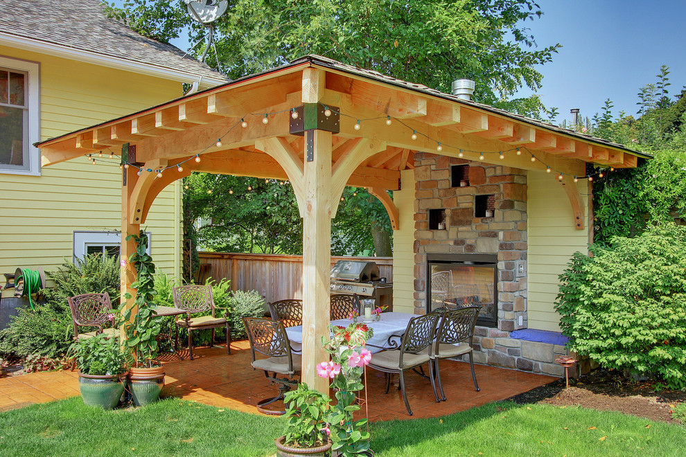 Outdoor Covered Patios Patio Traditional with Arts Crafts Built In