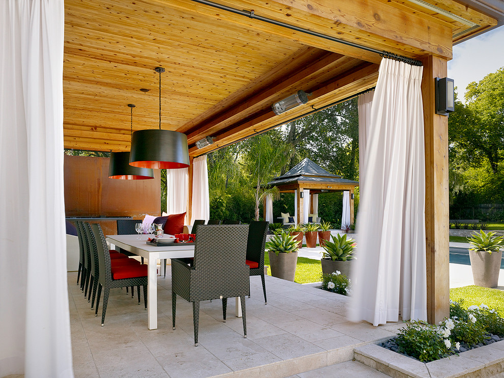 Outdoor Curtain Hardware Patio Contemporary with Black Drum Pendant Black