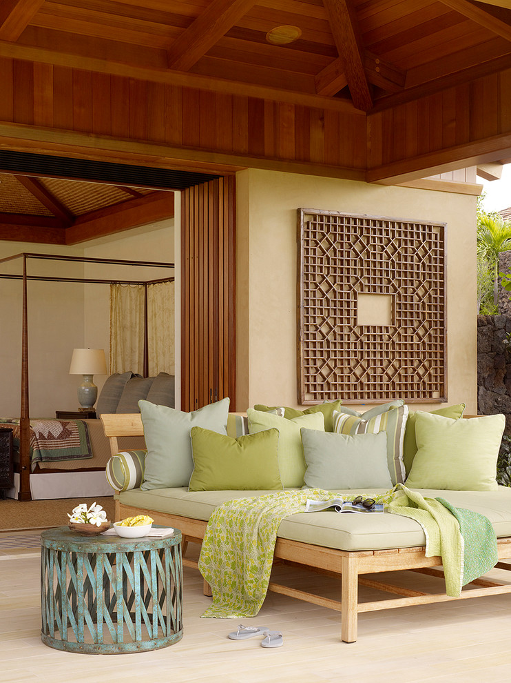 Outdoor Daybed with Canopy Patio Tropical with Carved Wood Chaise Covered