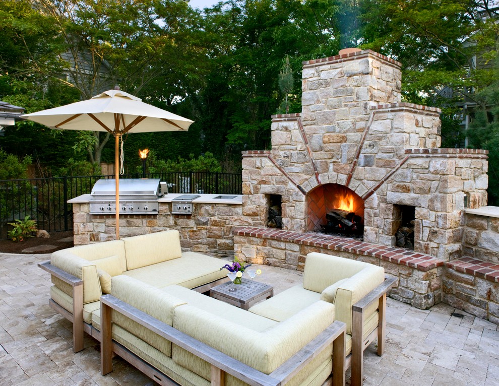 Outdoor Fireplace and Grill Patio Contemporary with Brick Grill Outdoor Fireplace
