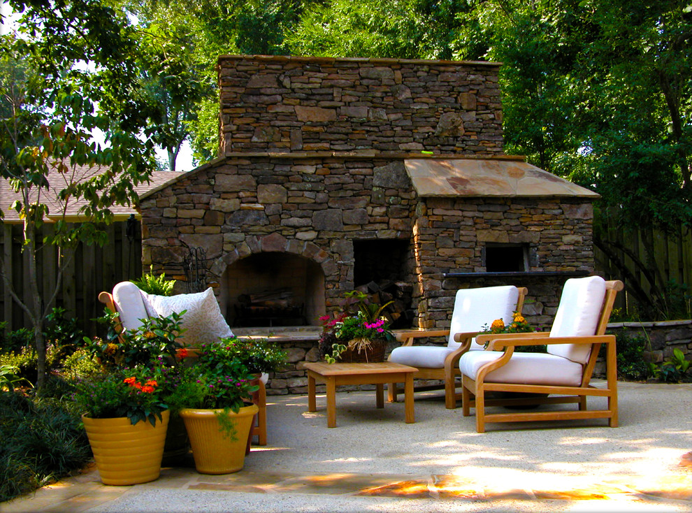 Outdoor Fireplace and Pizza Oven Patio Traditional with Backyard Container Plants Fireplace