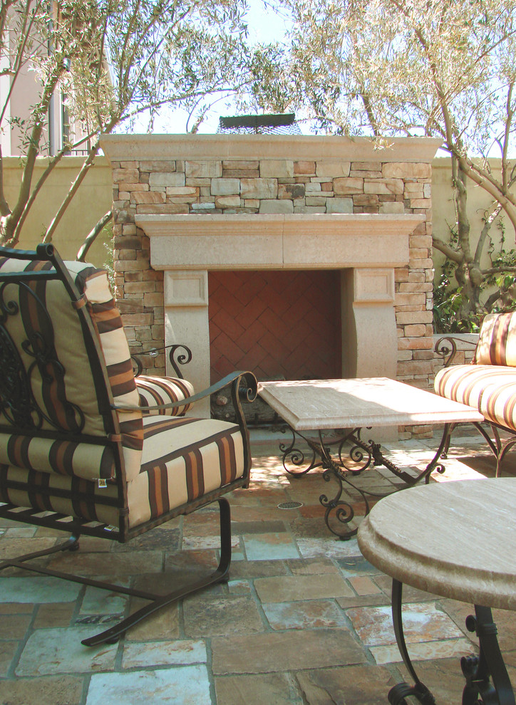 Outdoor Fireplace Mantels Patio Mediterranean with Earth Tone Colors Fireplace