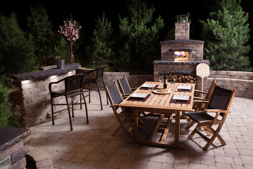 Outdoor Fireplace Pizza Oven Patio Contemporary with Bar Concrete Bar Concrete