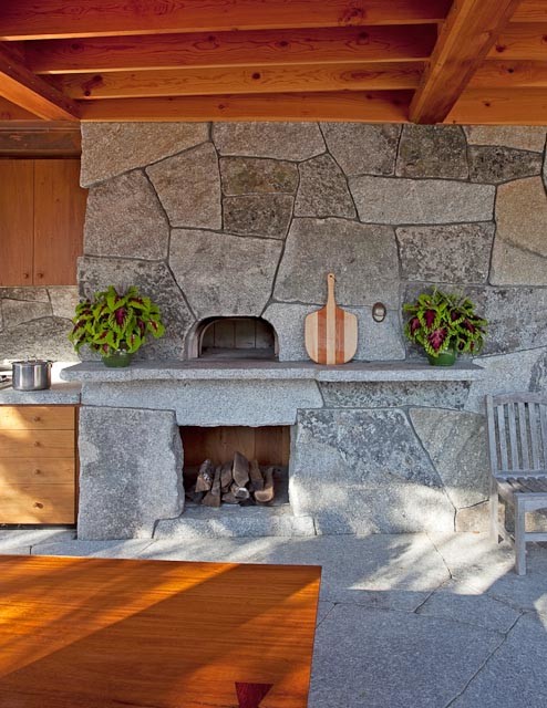Outdoor Fireplace Pizza Oven Patio Contemporary with Built in Grill Cook Top