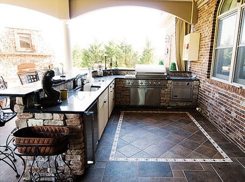 Outdoor Kitchen Bar Patio Traditional with None 