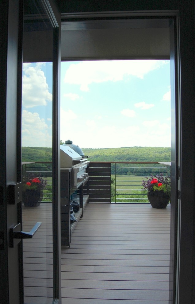 Outdoor Kitchen Photos Exterior Contemporary with Deck Green Egg Grill