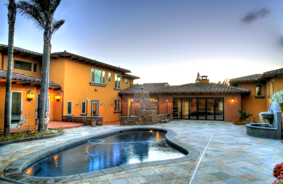 Outdoor Kitchen Photos Pool Mediterranean with None 
