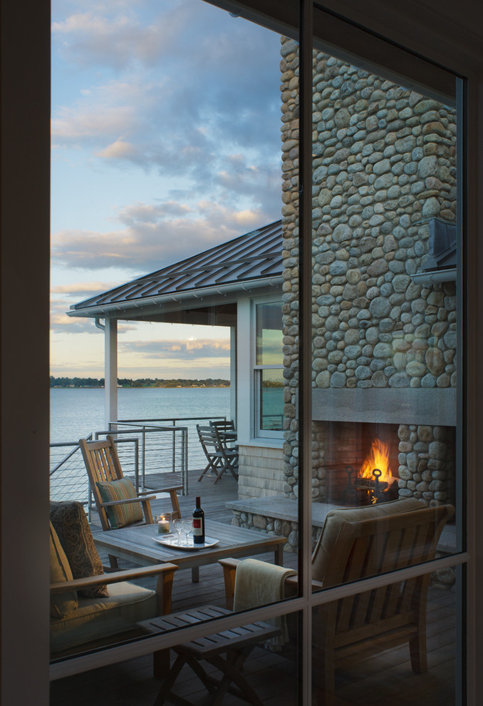 Outdoor Living Spaces with Fireplace Patio Contemporary with Metal Railing Metal Roof