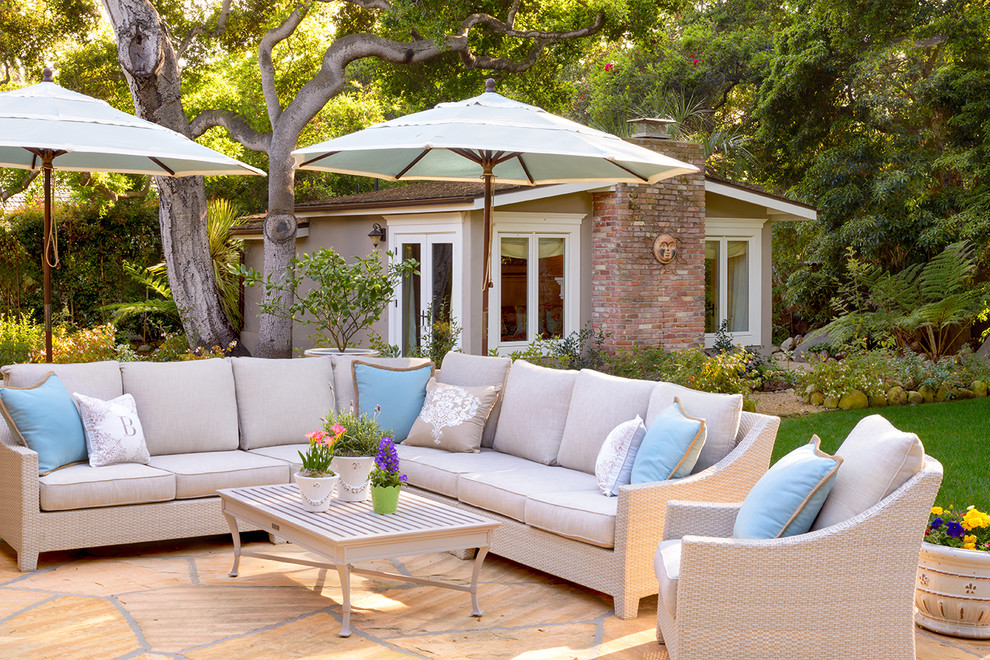 Outdoor Sectional Sofa Patio Beach with Aqua Clean Flagstone Light