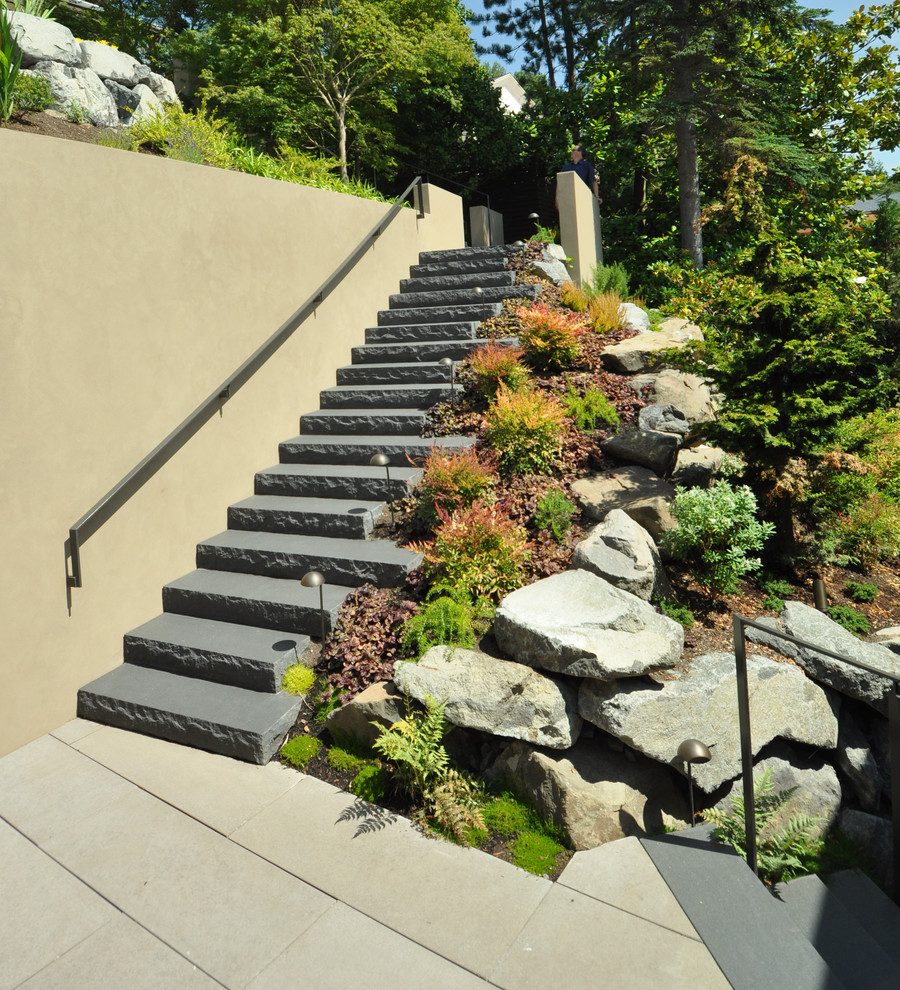 Outdoor Stair Railing Landscape Contemporary with Garden Lighting Garden Stair
