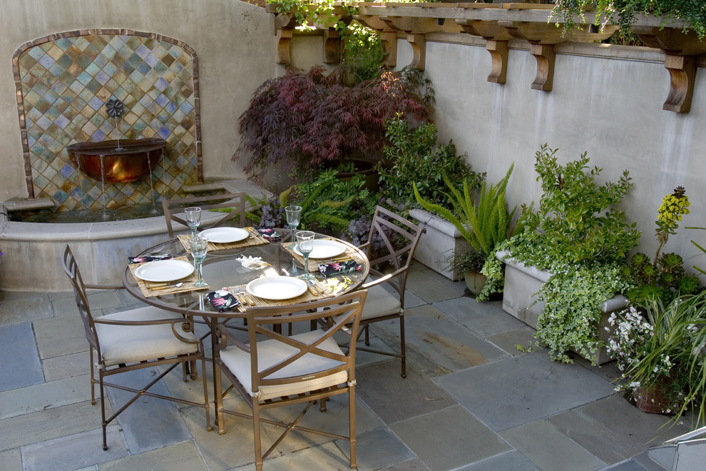 Outdoor Wall Fountains Landscape Traditional with Armchair Back Garden Back