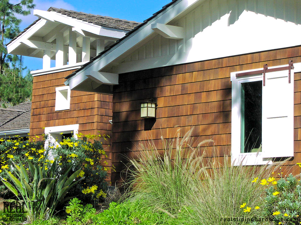 Outdoor Window Shutters Exterior Traditional with Barn Barn Door Hardware