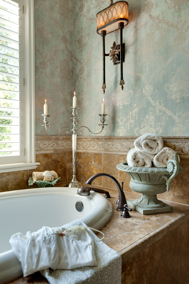 Oval Drop in Tub Bathroom Traditional with None 