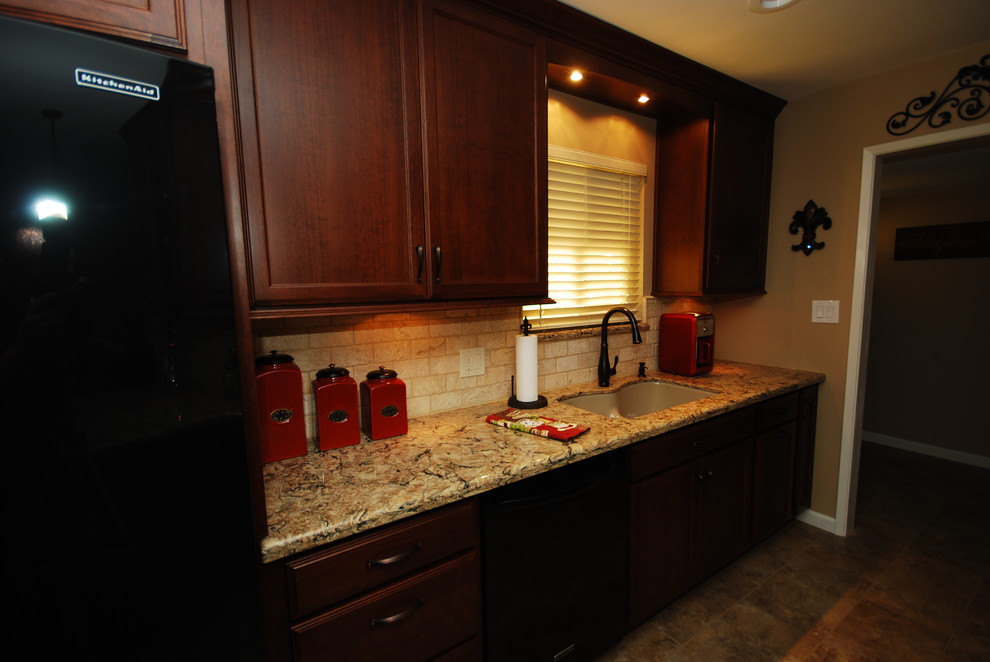 Over Kitchen Sink Lighting Kitchen Traditional with 3x6 Subway Tile Black
