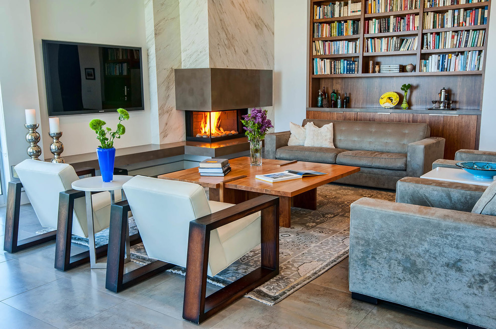 Oversized Coffee Table Living Room Contemporary with Beige Armchair Brown Armchair1
