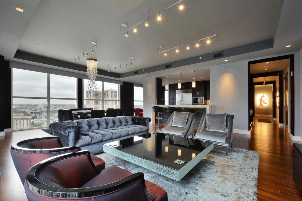 Oversized Coffee Tables Living Room Contemporary with Chandelier Glamour Gray Armchair1