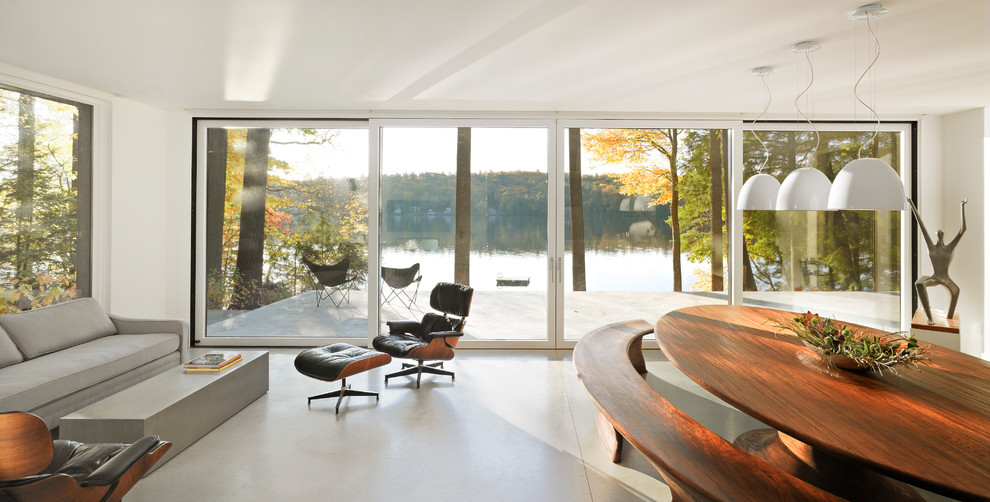 Oversized Dining Tables Dining Room Contemporary with Butterfly Chair Floor to Ceiling Windows
