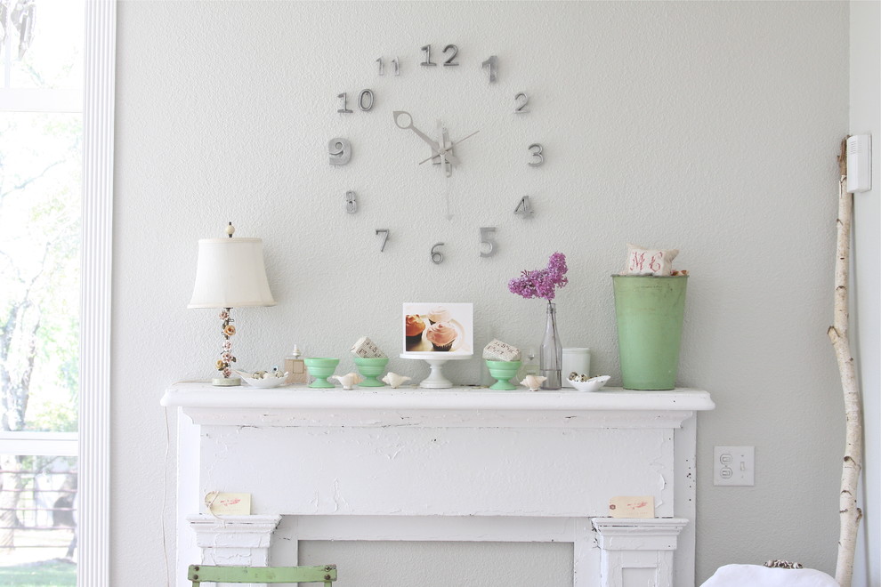 Oversized Wall Clock Living Room Eclectic with Clock Mantle Mint Green