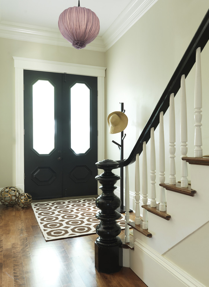 Paint Interior Doors Entry Traditional with Banister Baseboard Beige Wall