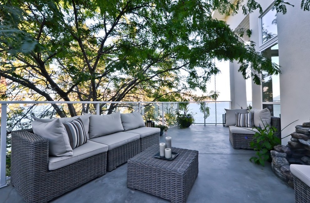 Painted Cement Floors Deck Contemporary with Coffee Table Glass Panel