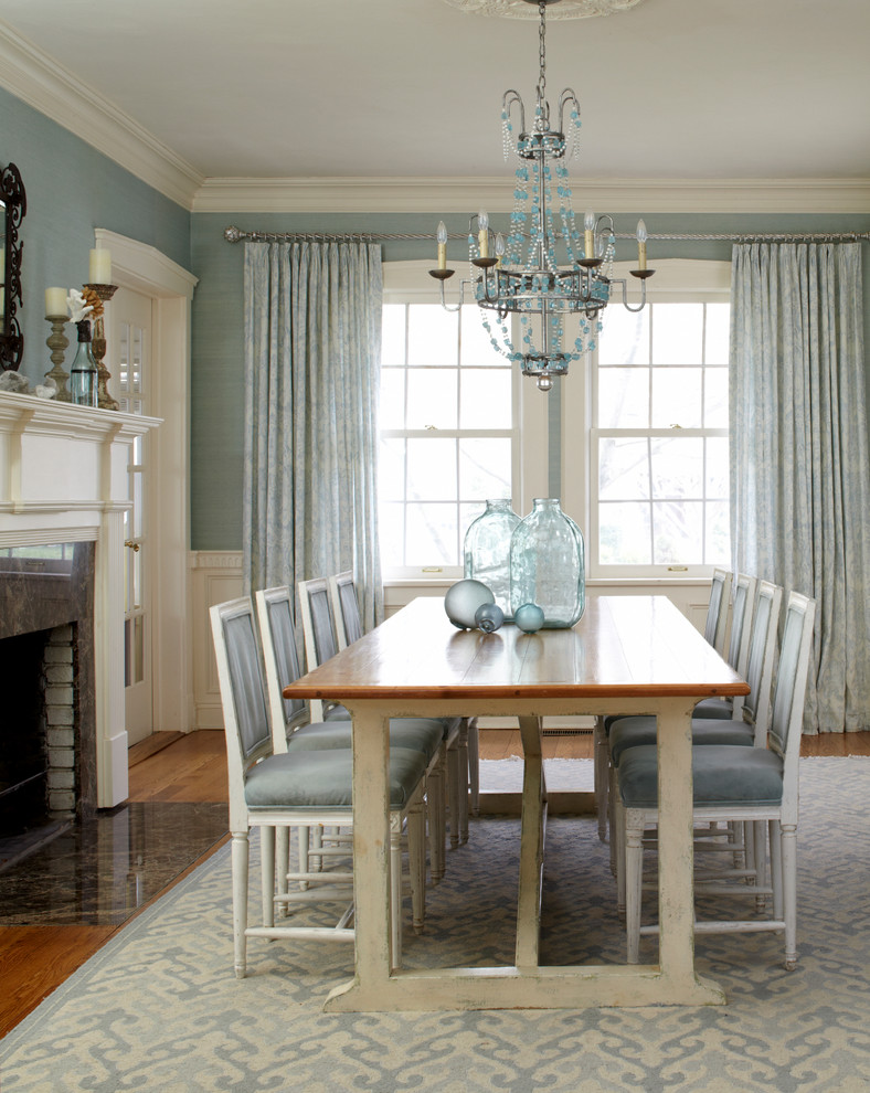 Painted Dining Table Dining Room Beach with Blue Area Rug Blue