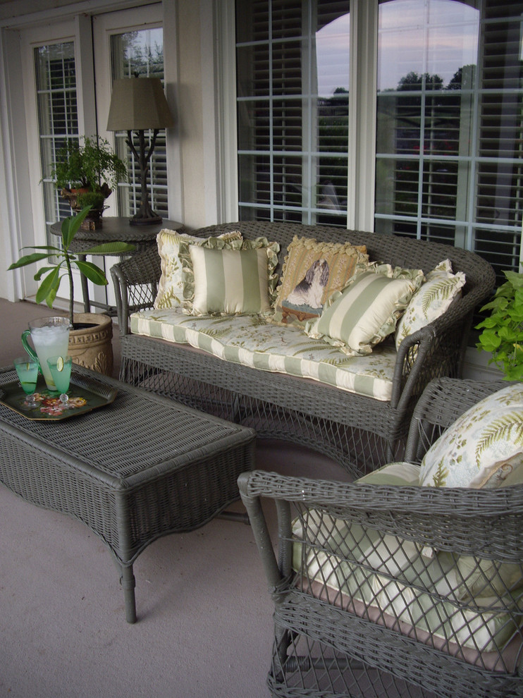 Painted Wicker Furniture Porch Traditional with None 
