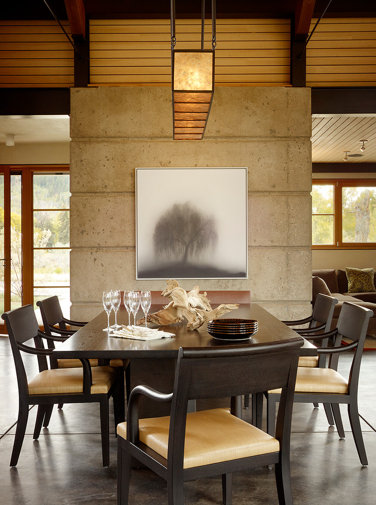 Painting Concrete Floors Dining Room Contemporary with Artwork Cement Dividing Wall