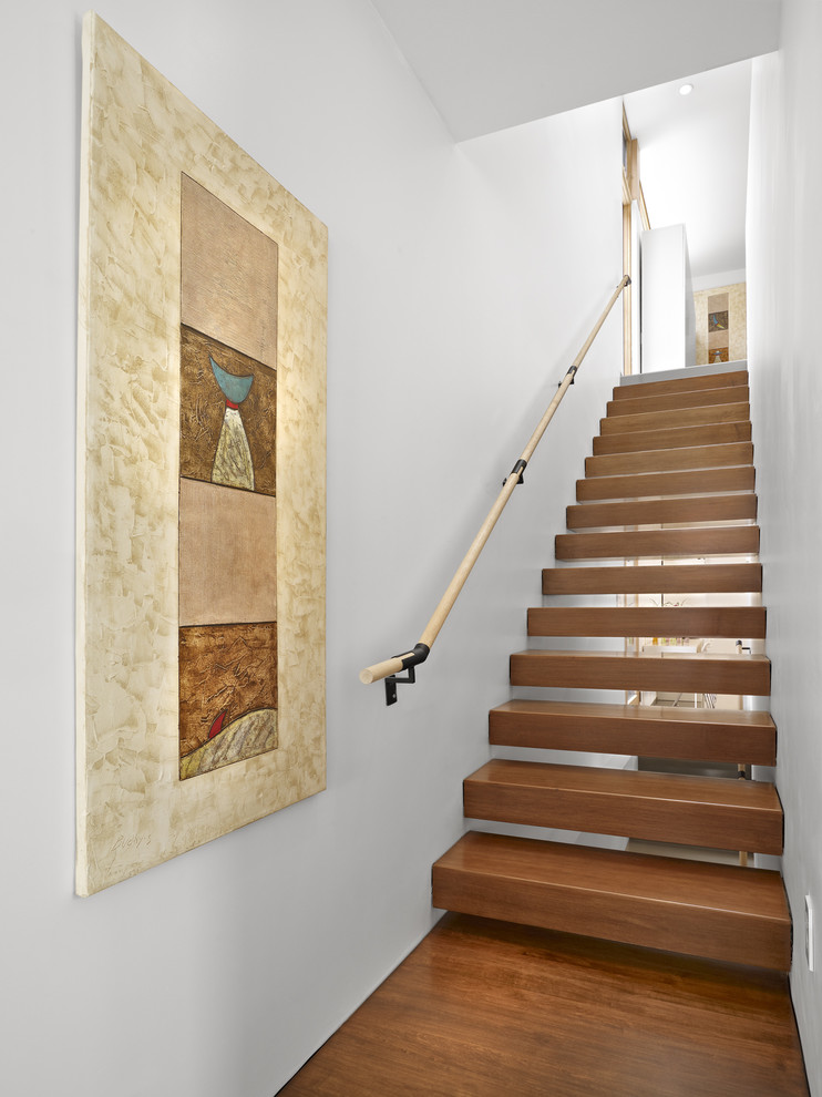 Painting Stair Treads Staircase Modern with Artwork Floating Staircase Maple
