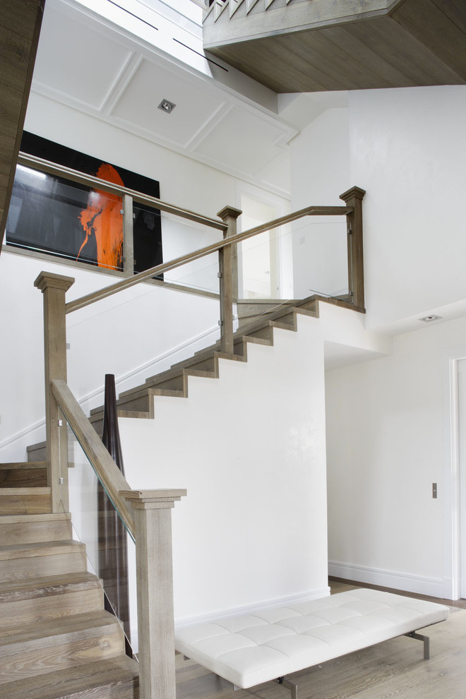 Painting Wood Floors Staircase Contemporary with Casual Elegance Exclusive Flooring
