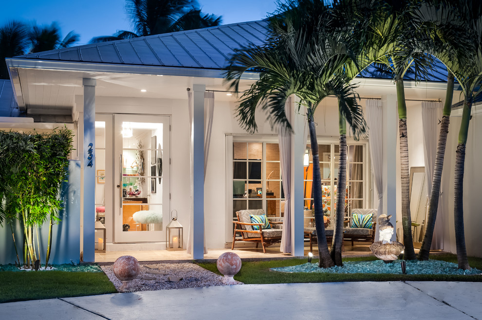 Palm Tree Landscaping Exterior Contemporary with Beam Covered Entry Glass