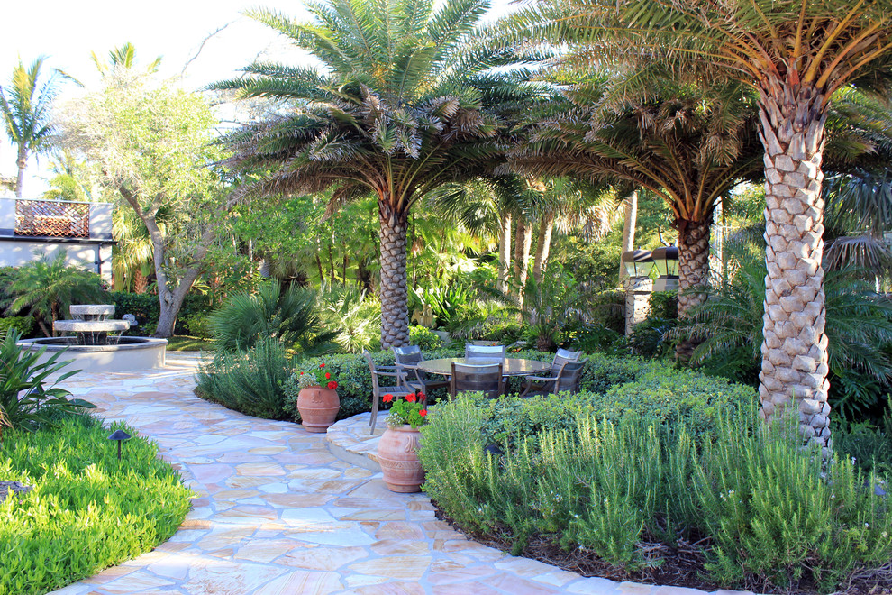 Palm Tree Landscaping Landscape Tropical with Fountain Garden Intimate Outdoor