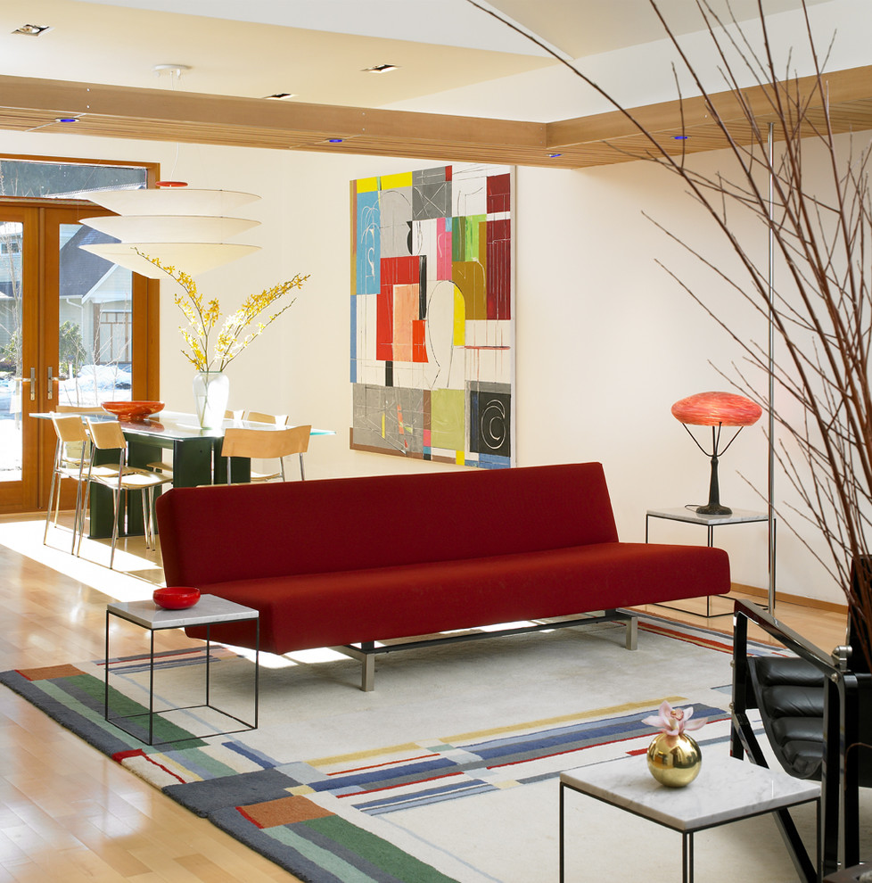 Paper Pendant Light Living Room Modern with Artwalk Rug Black Leather