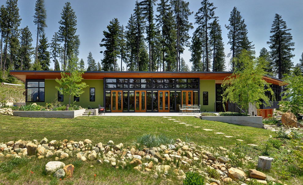 Passive Solar House Plans Exterior Contemporary with Backyard Fieldstone Forest Grass