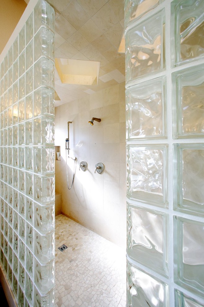 Patio Block Design Ideas Bathroom Contemporary with Bench in Shower Built In
