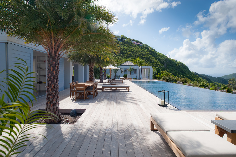 Patio Chaise Lounge Pool Tropical with Cliff Side Indoor Outdoor Living