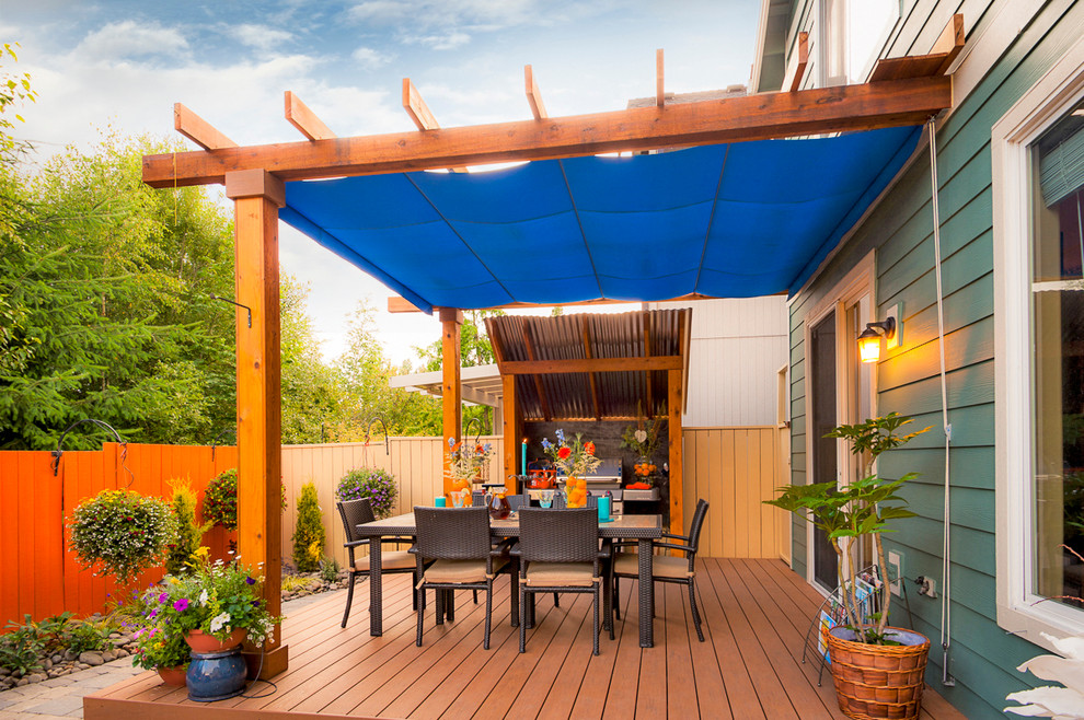 Patio Cover Ideas Deck Transitional with Ambiance Lighting Arbors Blue