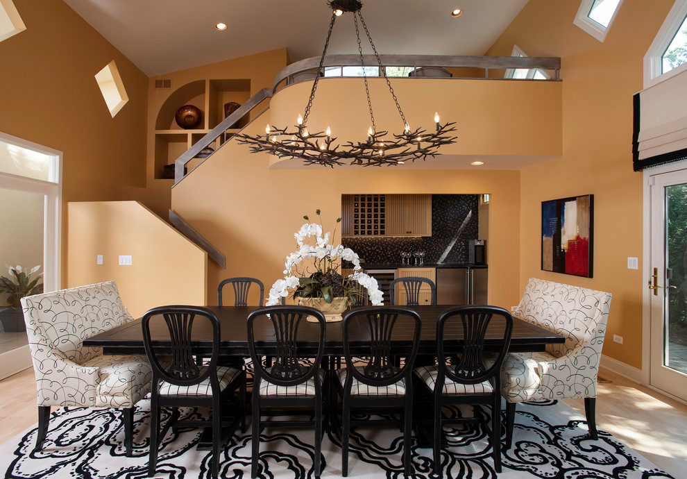 Patio Door Treatments Dining Room Contemporary with Antler Chandelier Black And